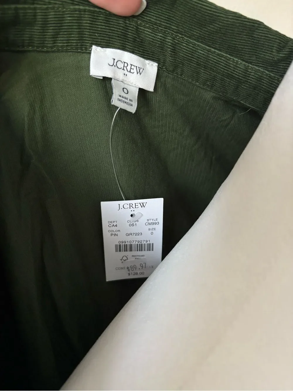 J. Crew Forest Green Button-Front Mini Shirt Dress Size 0